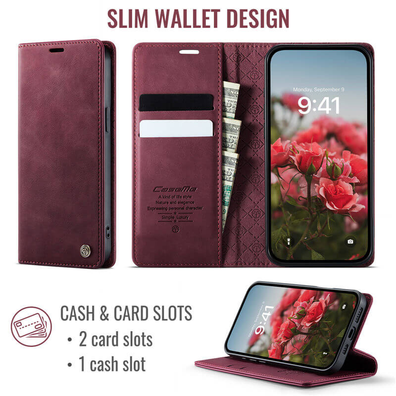 CaseMe iPhone 14 Plus Magnetic Wallet Case with RFID Blocking