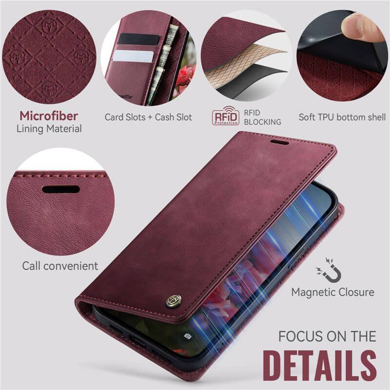 CaseMe iPhone 14 Plus Magnetic Wallet Case with RFID Blocking