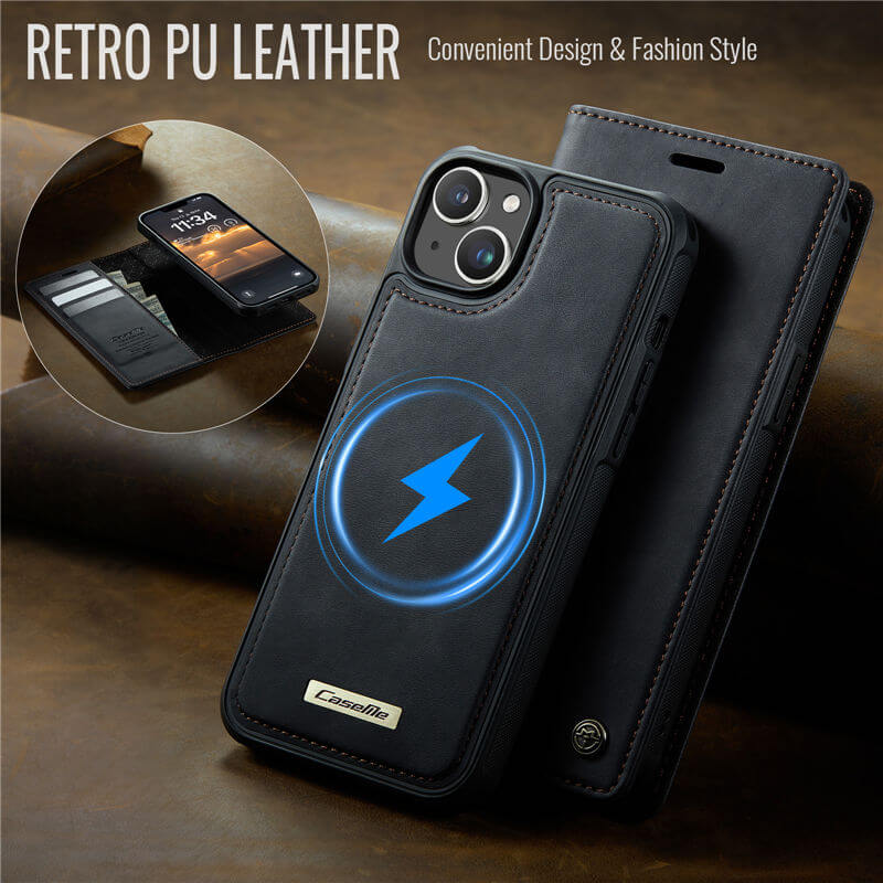 CaseMe iPhone 15 2-in-1 Magnetic Wallet Case