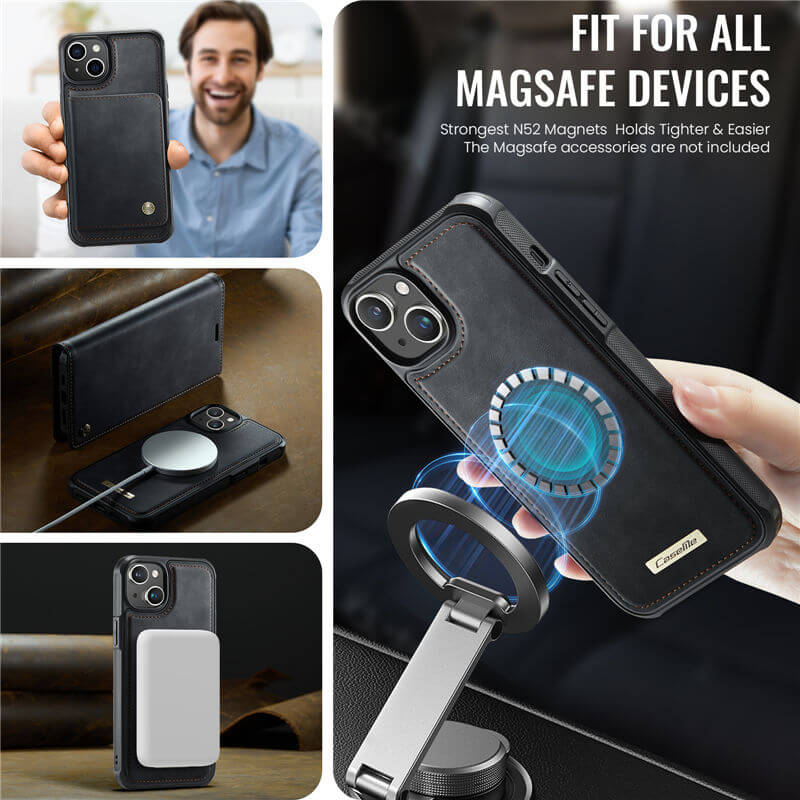 CaseMe iPhone 15 2-in-1 Magnetic Wallet Case