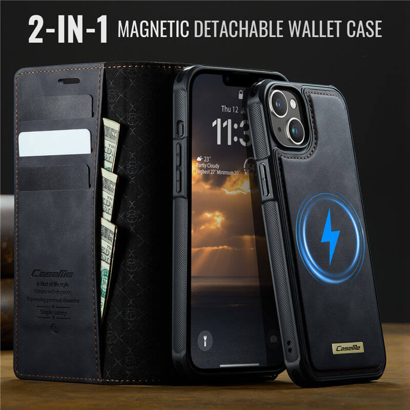 CaseMe iPhone 15 2-in-1 Magnetic Wallet Case