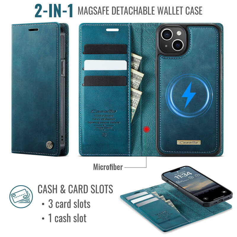 CaseMe iPhone 13 2-in-1 Magnetic Wallet Case