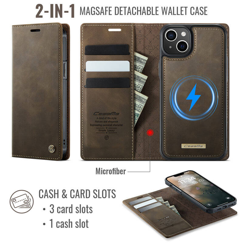 CaseMe iPhone 14 Plus 2-in-1 Magnetic Wallet Case