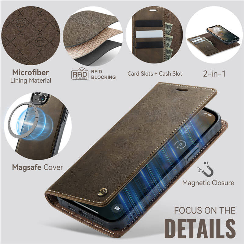 CaseMe iPhone 14 Plus 2-in-1 Magnetic Wallet Case