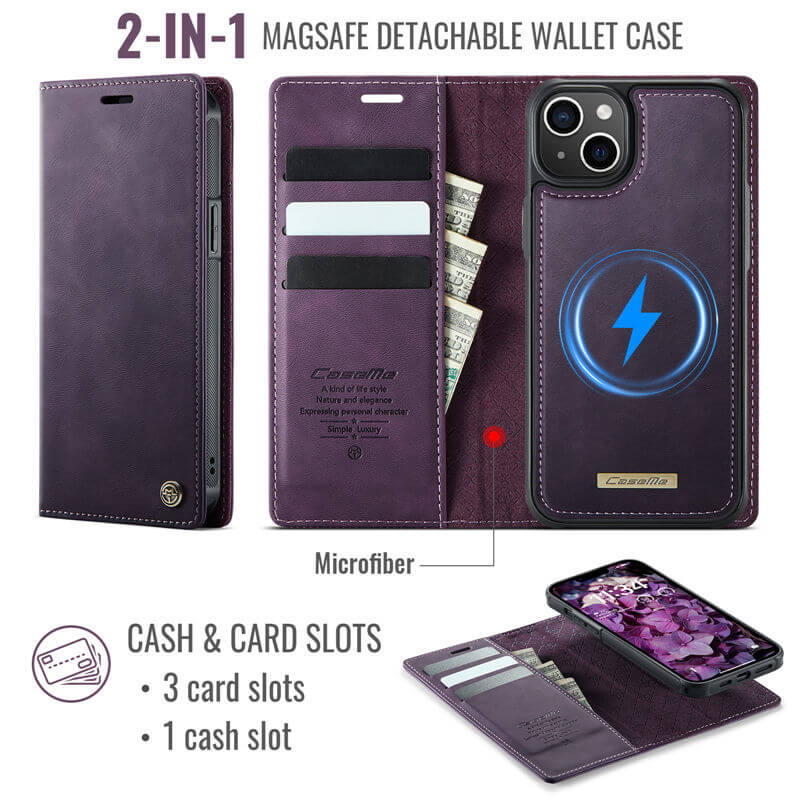 CaseMe iPhone 13 2-in-1 Magnetic Wallet Case