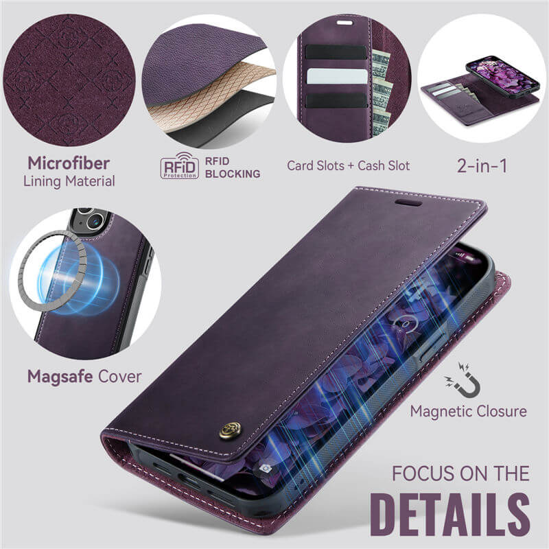 CaseMe iPhone 13 2-in-1 Magnetic Wallet Case