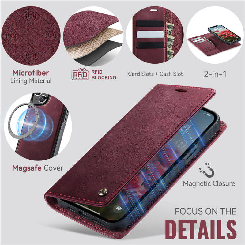 CaseMe iPhone 14 Plus 2-in-1 Magnetic Wallet Case
