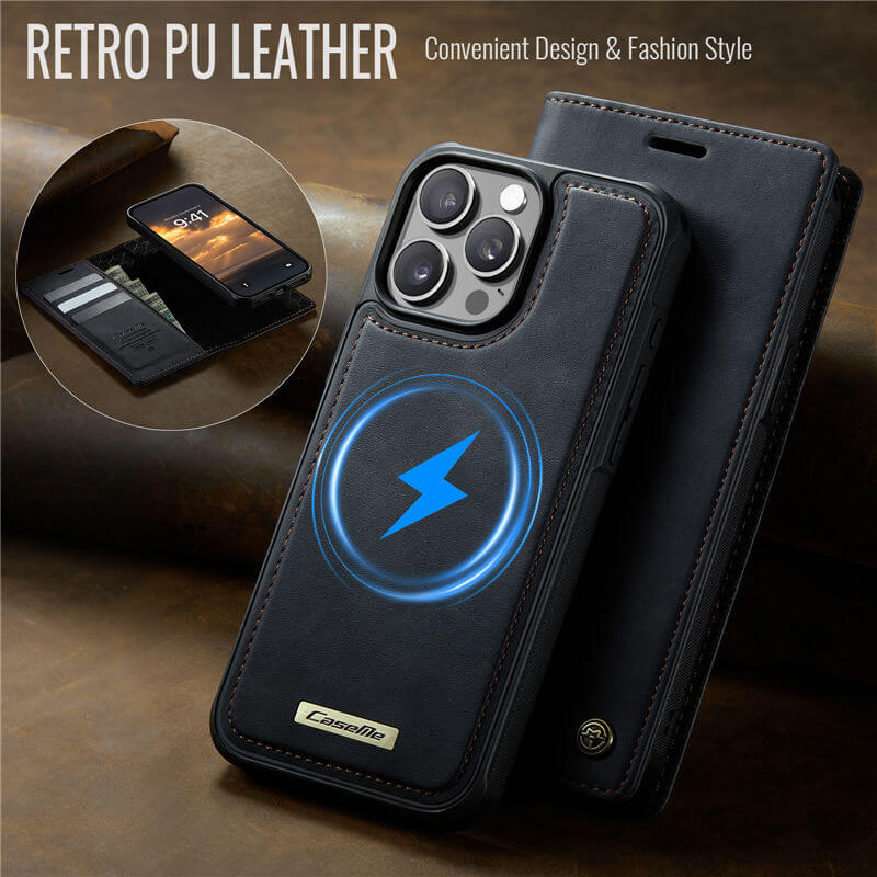 CaseMe iPhone 15 Pro Max 2-in-1 Magnetic Wallet Case