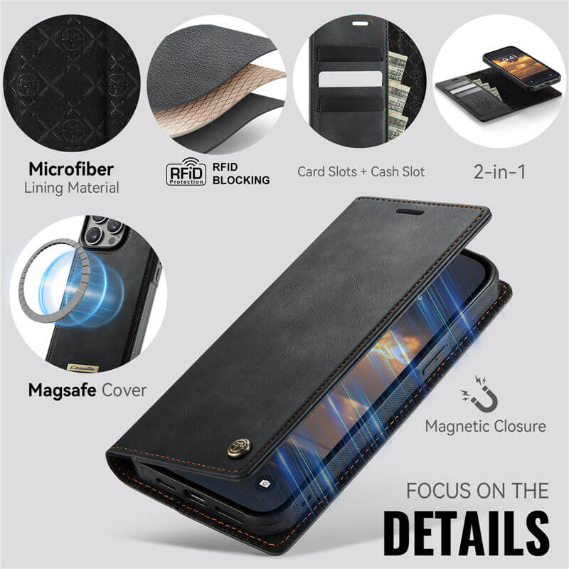 CaseMe iPhone 15 Pro Max 2-in-1 Magnetic Wallet Case