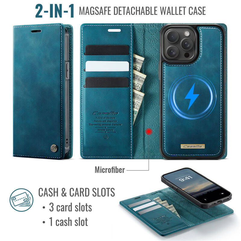 CaseMe iPhone 15 Pro 2-in-1 Magnetic Wallet Case