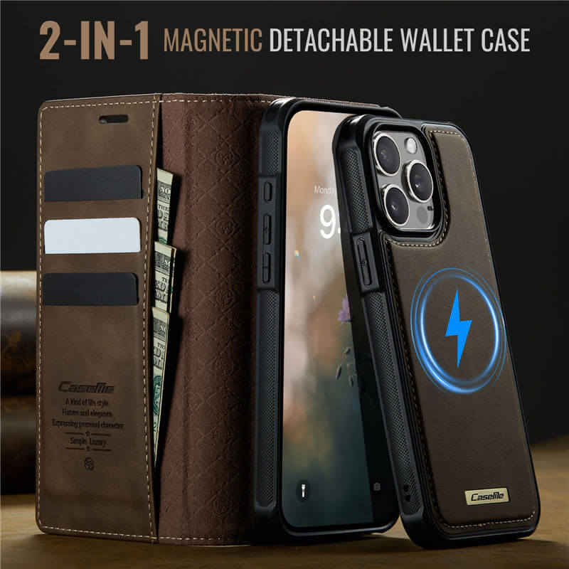 CaseMe iPhone 15 Pro Max 2-in-1 Magnetic Wallet Case