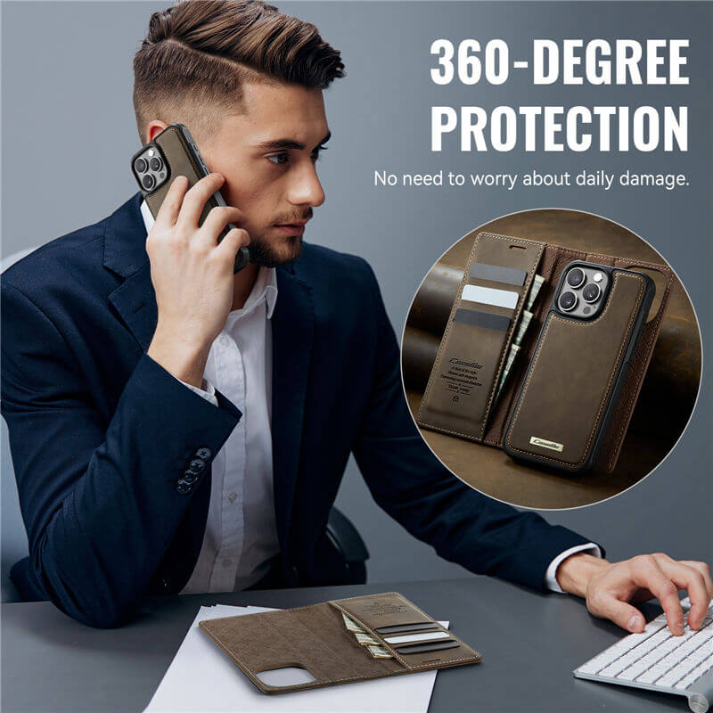 CaseMe iPhone 15 Pro Max 2-in-1 Magnetic Wallet Case
