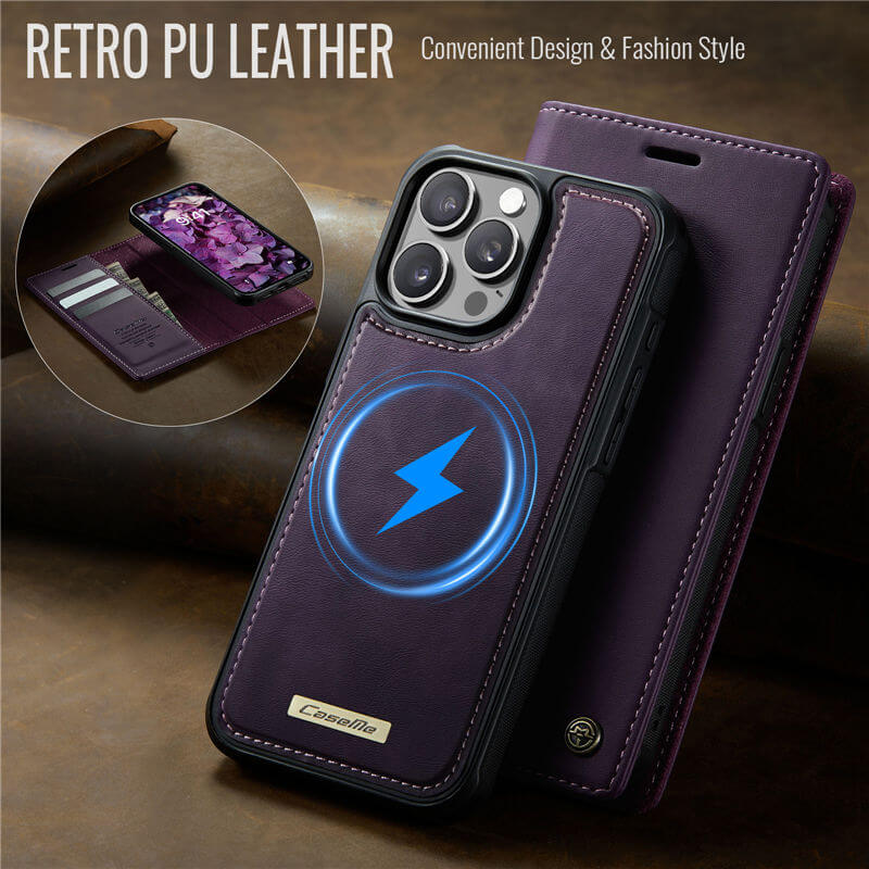 CaseMe iPhone 15 Pro Max 2-in-1 Magnetic Wallet Case