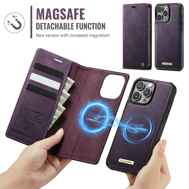 CaseMe iPhone 15 Pro Max 2-in-1 Magnetic Wallet Case