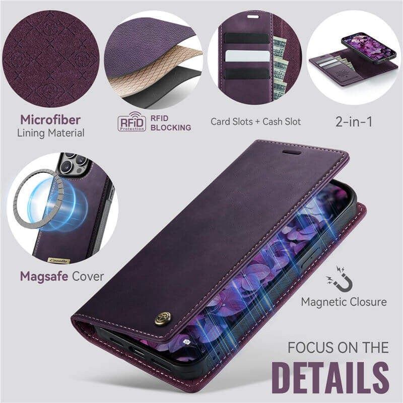 CaseMe iPhone 15 Pro Max 2-in-1 Magnetic Wallet Case