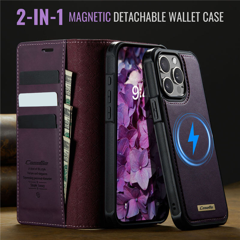 CaseMe iPhone 15 Pro Max 2-in-1 Magnetic Wallet Case