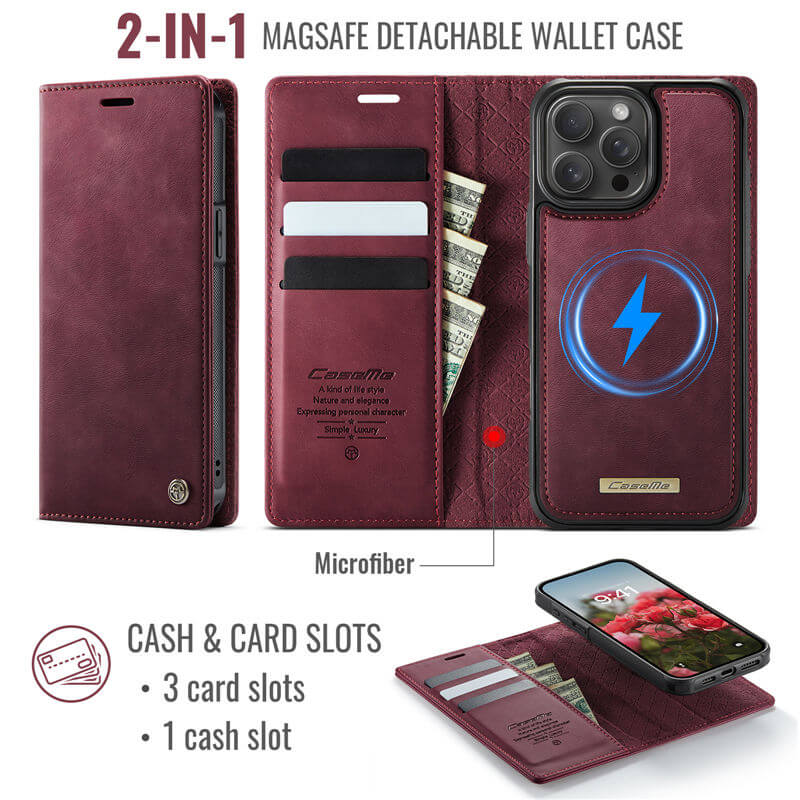CaseMe iPhone 15 Pro 2-in-1 Magnetic Wallet Case
