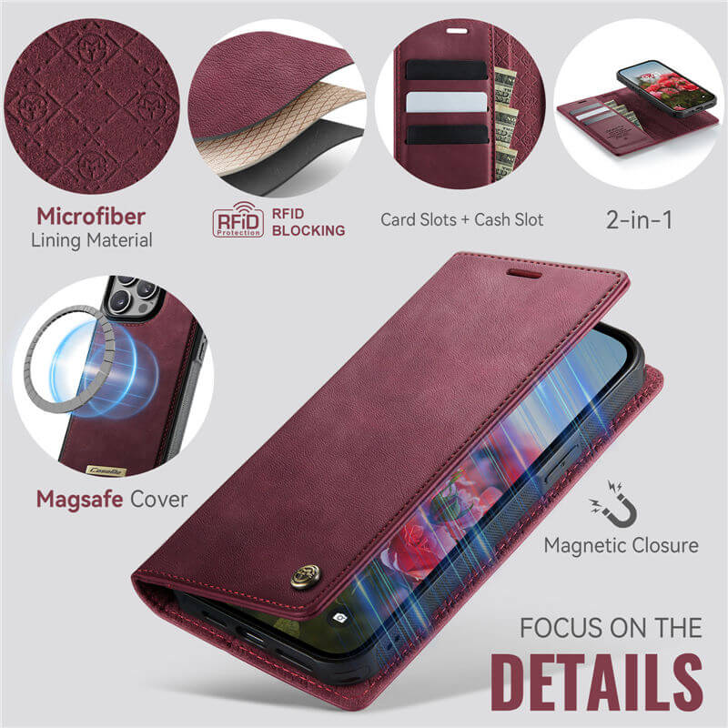 CaseMe iPhone 15 Pro 2-in-1 Magnetic Wallet Case
