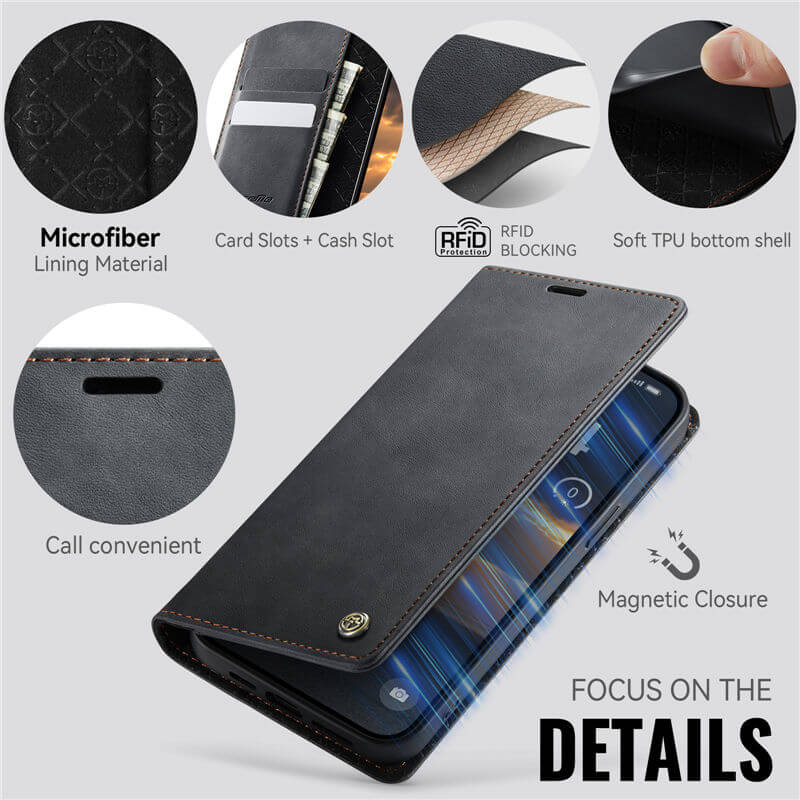 CaseMe iPhone 14 Pro Max Magnetic Wallet Case with RFID Blocking