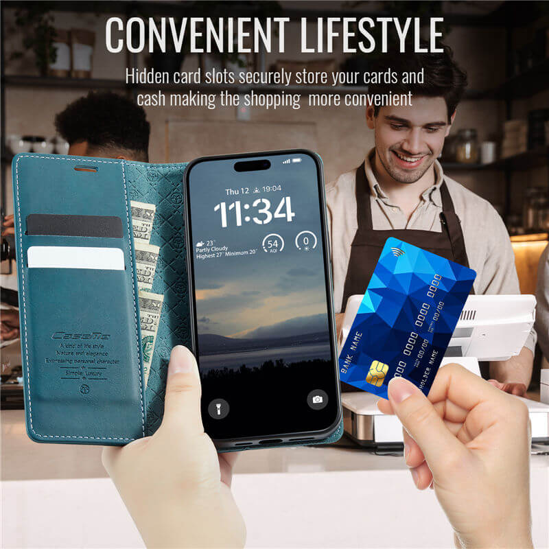 CaseMe iPhone 14 Pro Magnetic Wallet Case with RFID Blocking