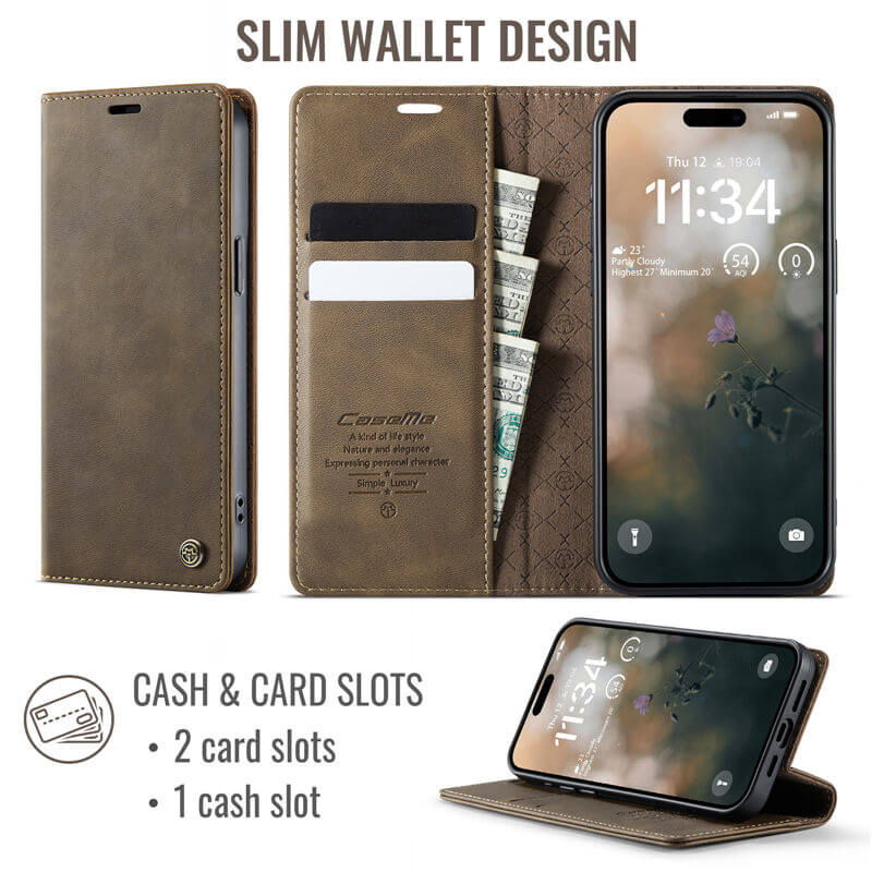 CaseMe iPhone 13 Pro Max Magnetic Wallet Case with RFID Blocking