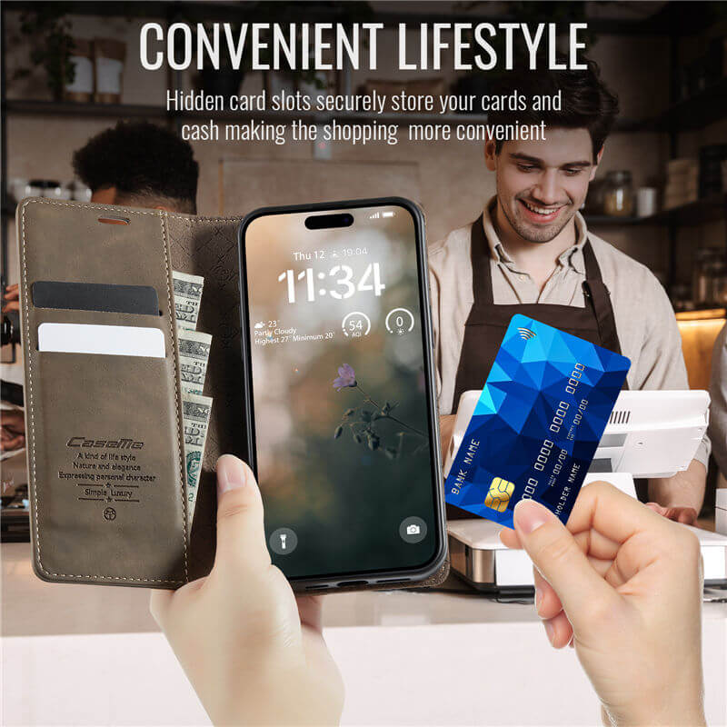 CaseMe iPhone 13 Pro Max Magnetic Wallet Case with RFID Blocking