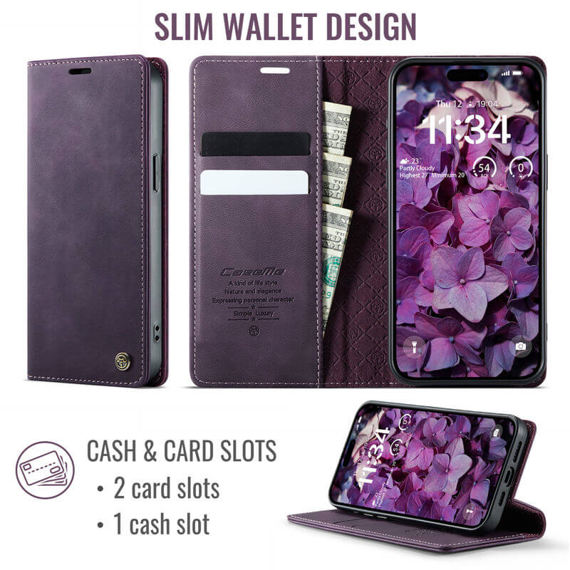 CaseMe iPhone 13 Pro Magnetic Wallet Case with RFID Blocking