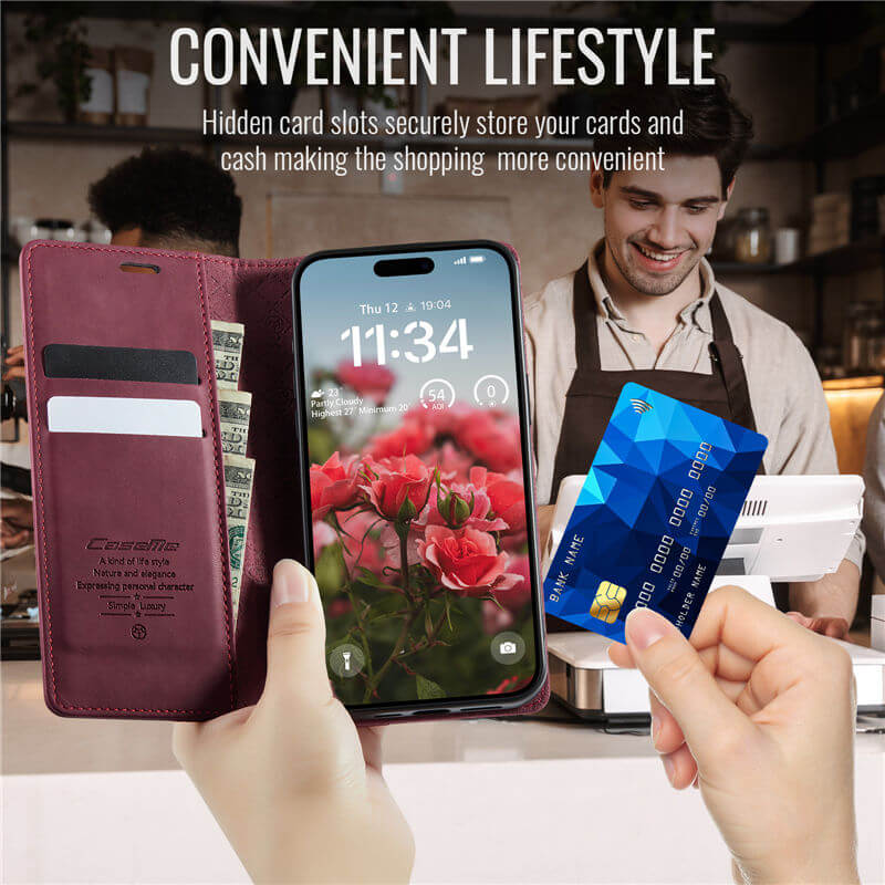 CaseMe iPhone 13 Pro Max Magnetic Wallet Case with RFID Blocking