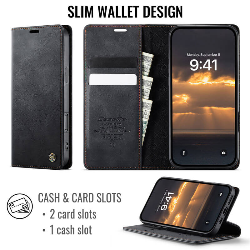 CaseMe iPhone 16 Magnetic Wallet Case with RFID Blocking