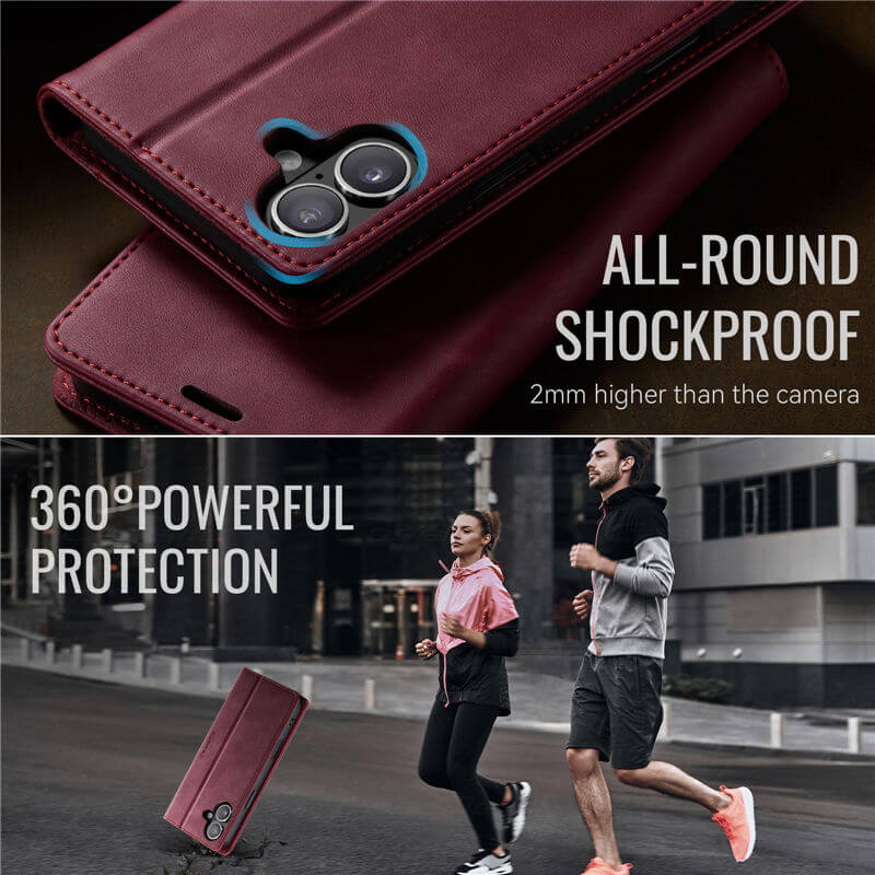 CaseMe iPhone 16 Plus Magnetic Wallet Case with RFID Blocking