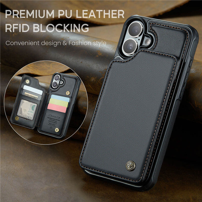 CaseMe iPhone 16 Plus RFID Blocking Card Holder Case