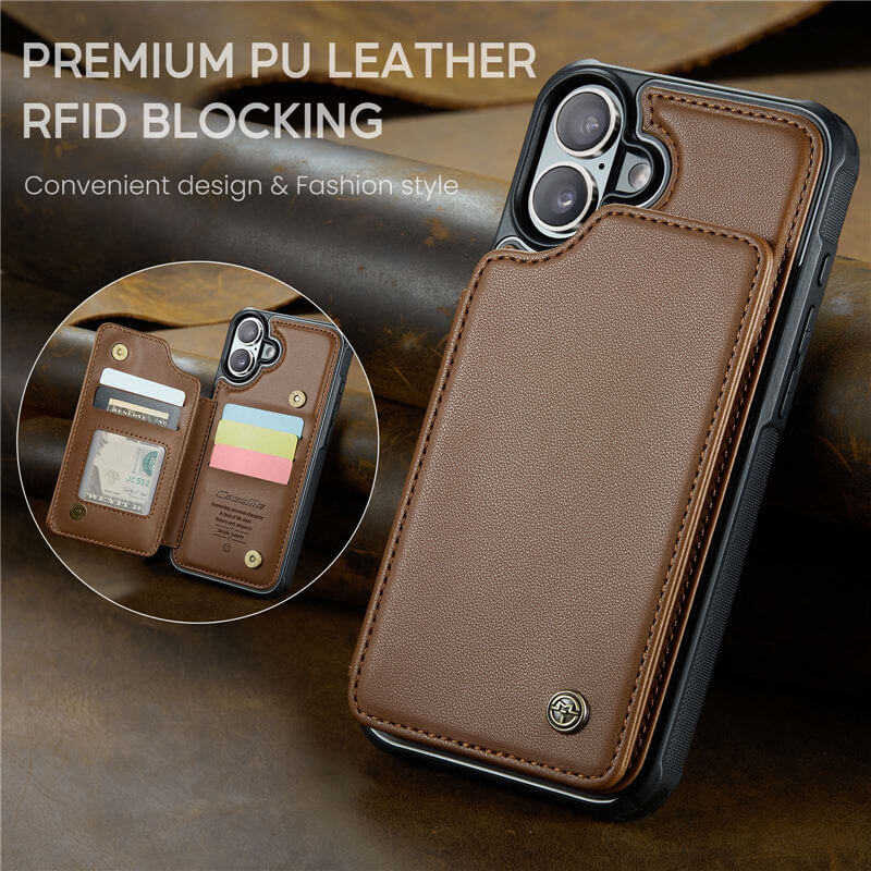 CaseMe iPhone 16 Plus RFID Blocking Card Holder Case