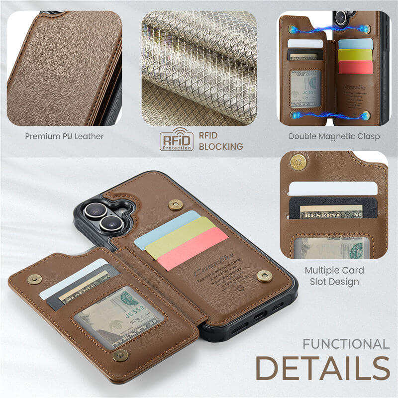 CaseMe iPhone 16 Plus RFID Blocking Card Holder Case