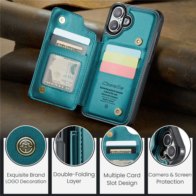 CaseMe iPhone 16 Plus RFID Blocking Card Holder Case