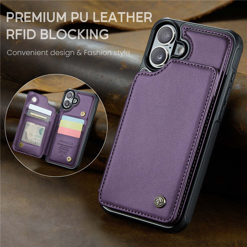 CaseMe iPhone 16 Plus RFID Blocking Card Holder Case