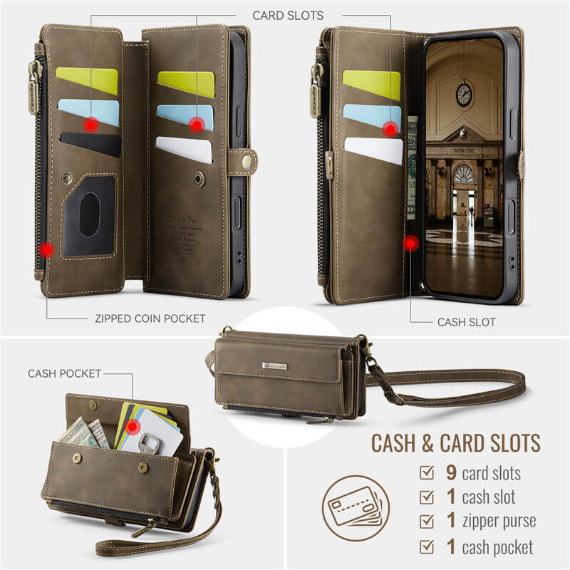 CaseMe iPhone 16 Plus Crossbody Wallet Case