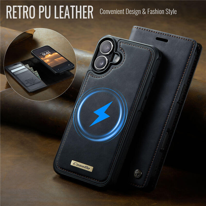 CaseMe iPhone 16 2-in-1 Magnetic Wallet Case