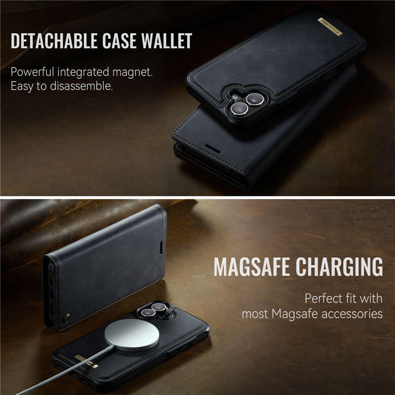 CaseMe iPhone 16 2-in-1 Magnetic Wallet Case