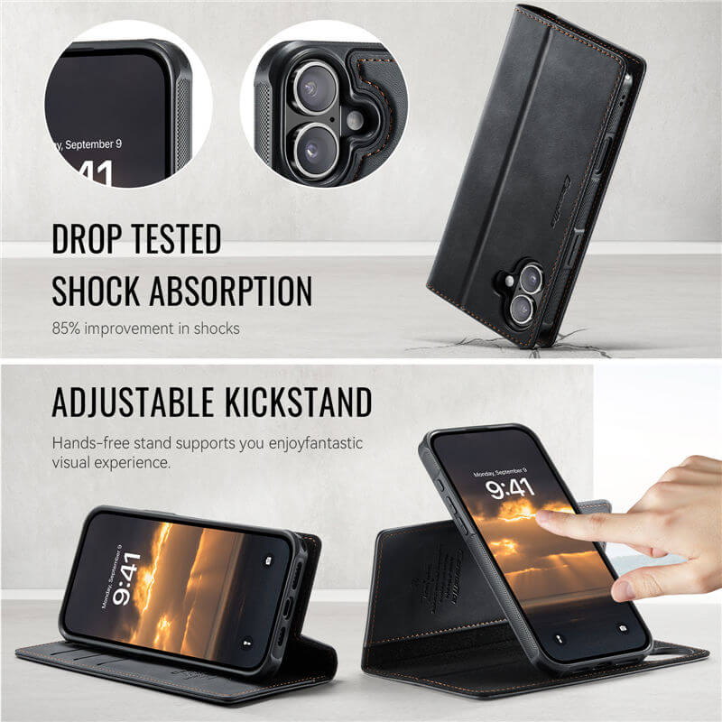 CaseMe iPhone 16 2-in-1 Magnetic Wallet Case