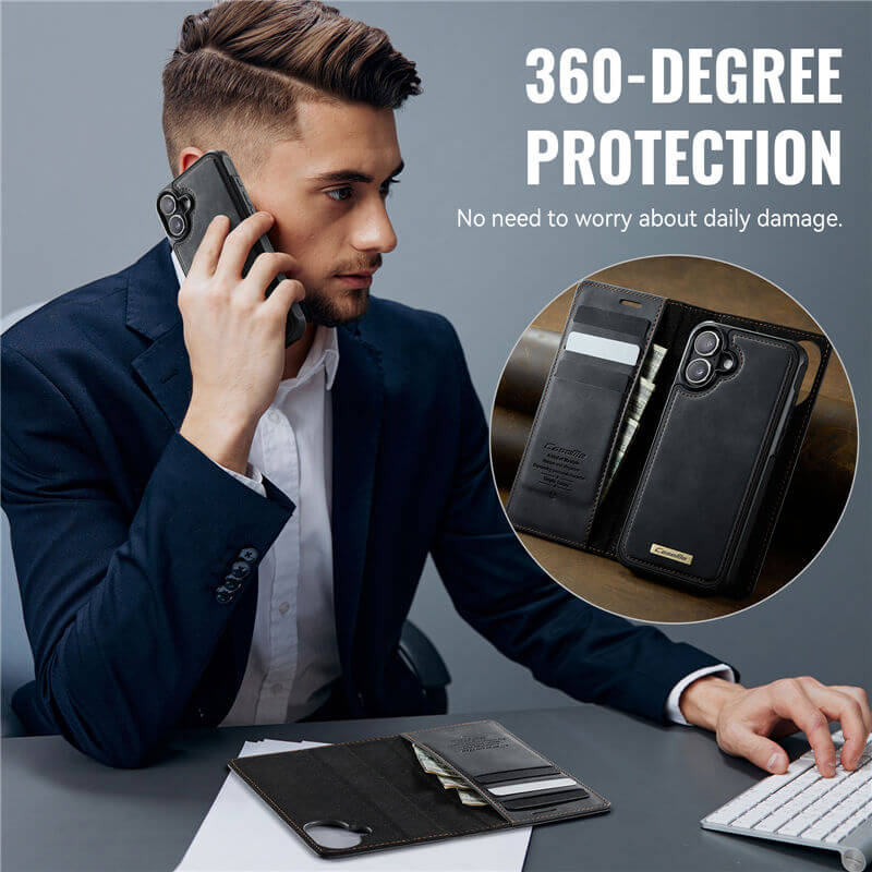 CaseMe iPhone 16 2-in-1 Magnetic Wallet Case