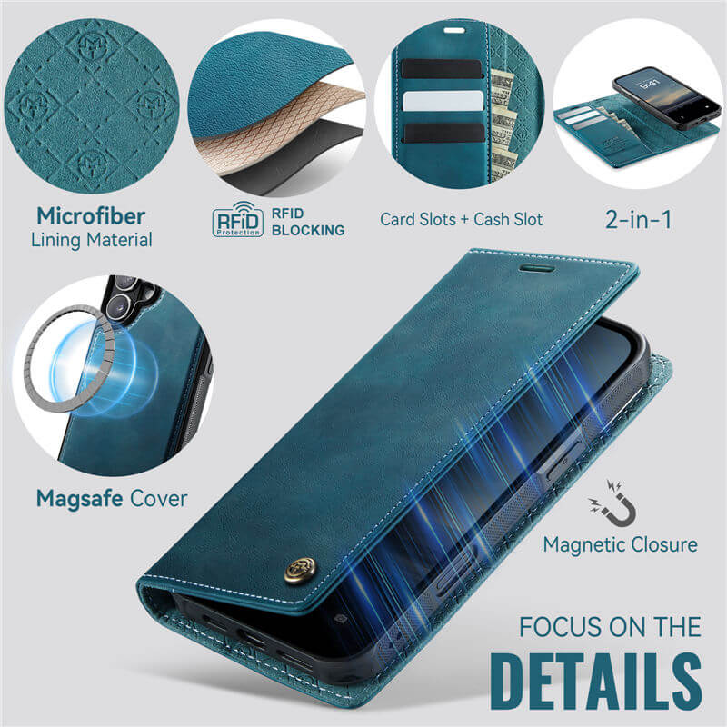 CaseMe iPhone 16 Plus 2-in-1 Magnetic Wallet Case