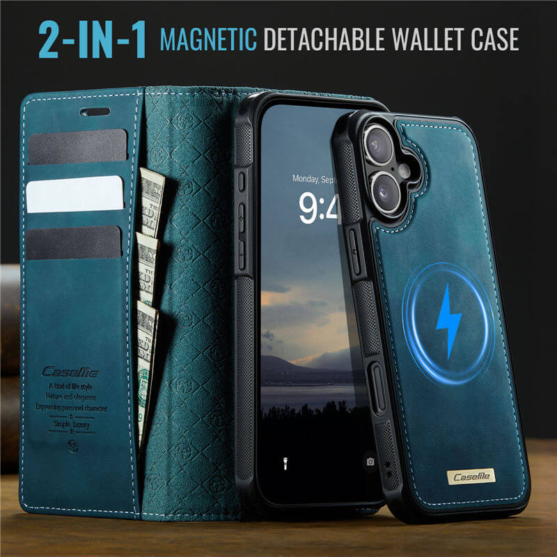 CaseMe iPhone 16 Plus 2-in-1 Magnetic Wallet Case