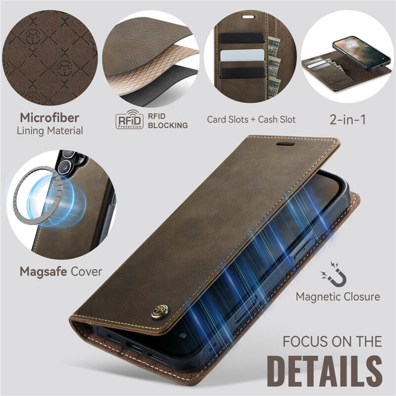 CaseMe iPhone 16 2-in-1 Magnetic Wallet Case