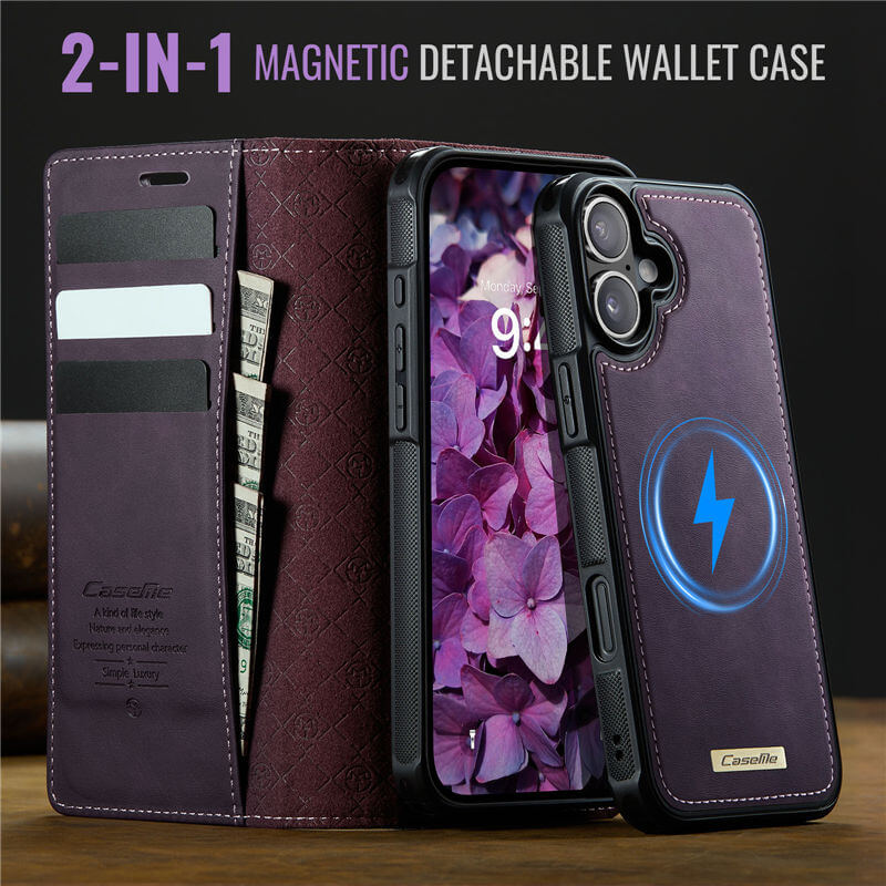 CaseMe iPhone 16 2-in-1 Magnetic Wallet Case