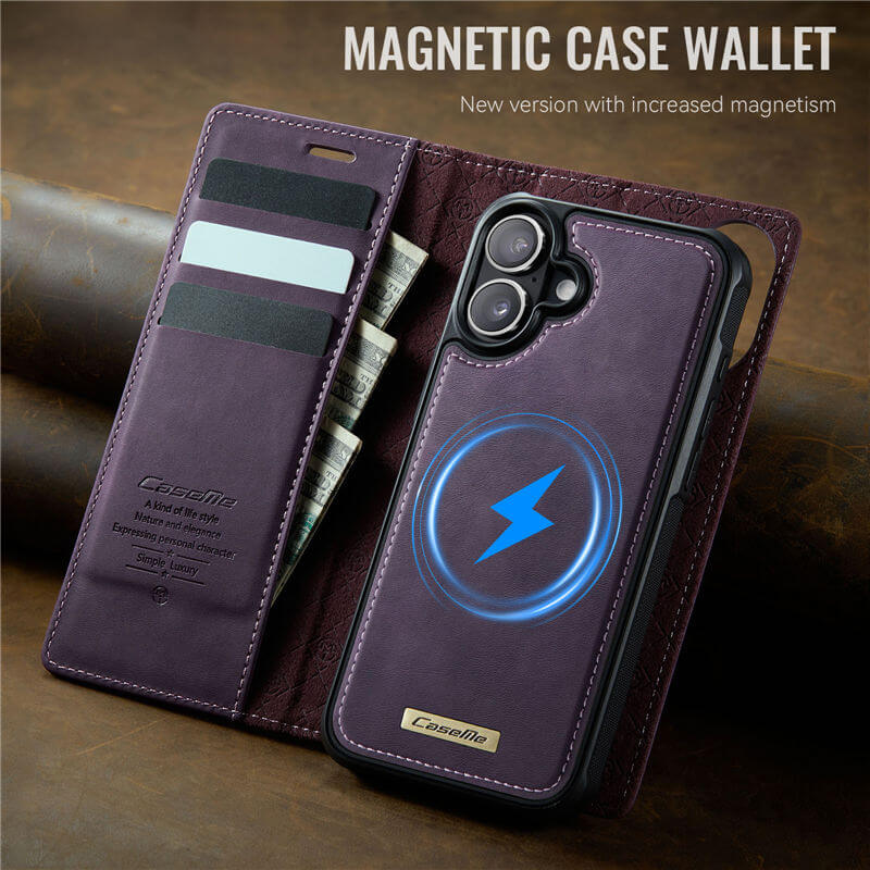CaseMe iPhone 16 2-in-1 Magnetic Wallet Case
