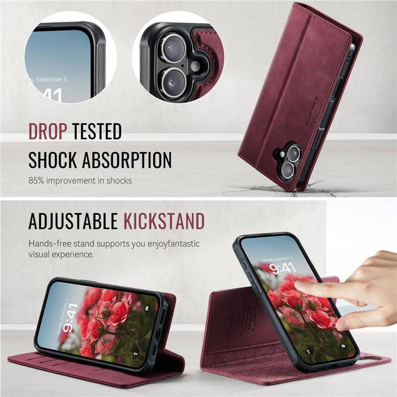 CaseMe iPhone 16 Plus 2-in-1 Magnetic Wallet Case