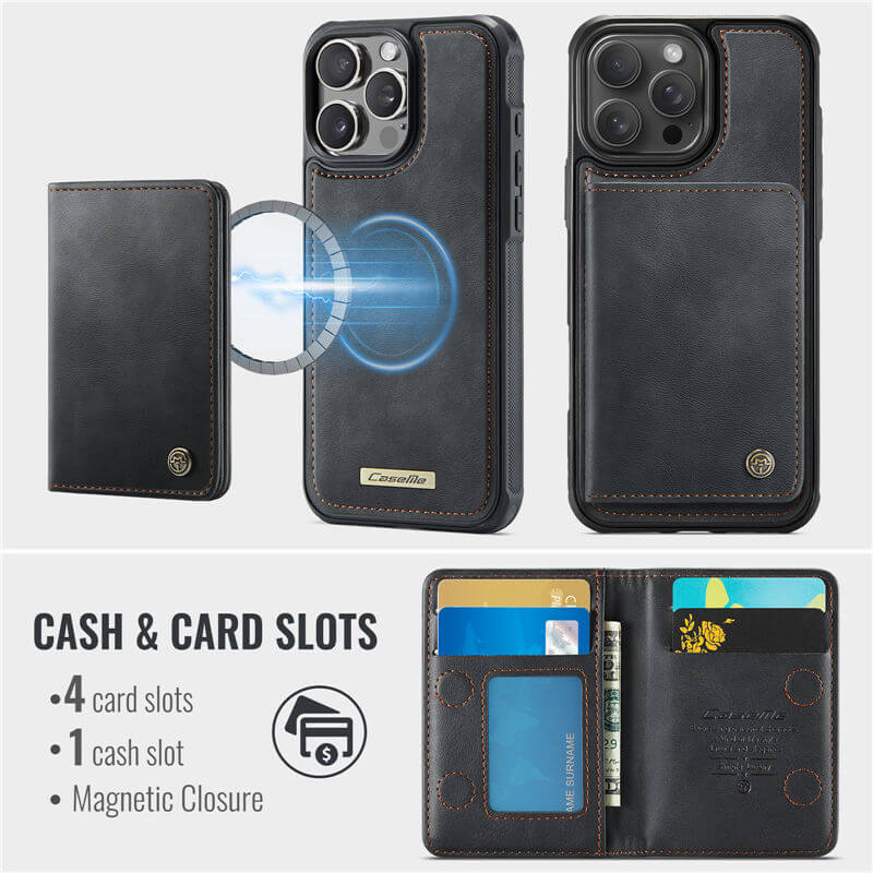 CaseMe iPhone 16 Pro 2-in-1 Detachable Magnetic Wallet Case