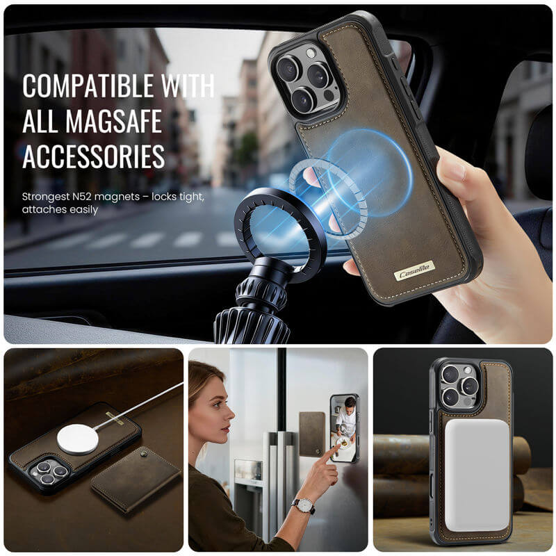CaseMe iPhone 16 Pro 2-in-1 Detachable Magnetic Wallet Case