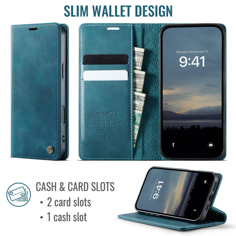 CaseMe iPhone 16 Pro Magnetic Wallet Case with RFID Blocking
