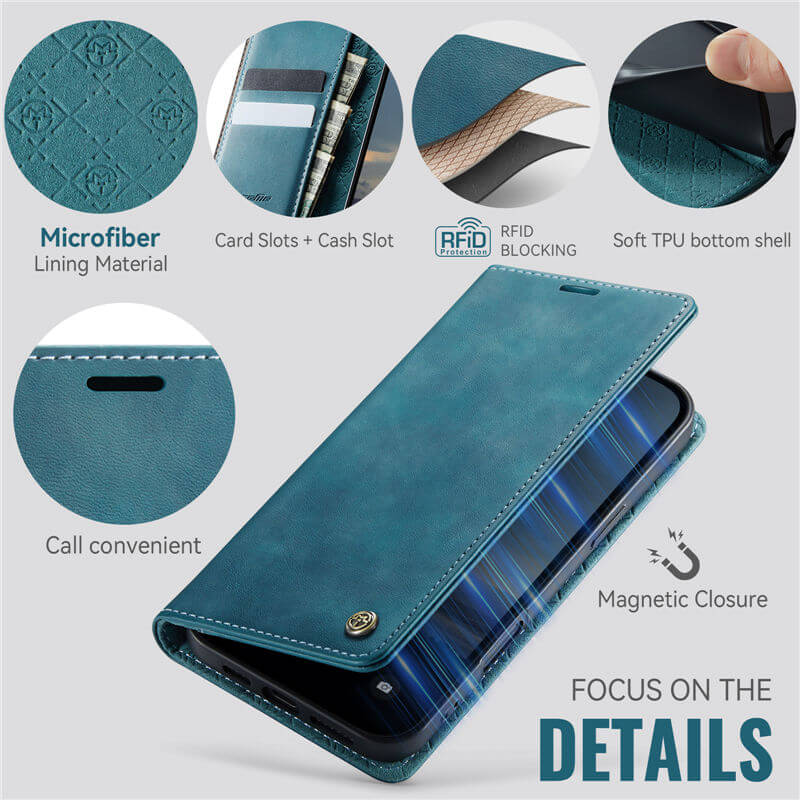 CaseMe iPhone 16 Pro Magnetic Wallet Case with RFID Blocking